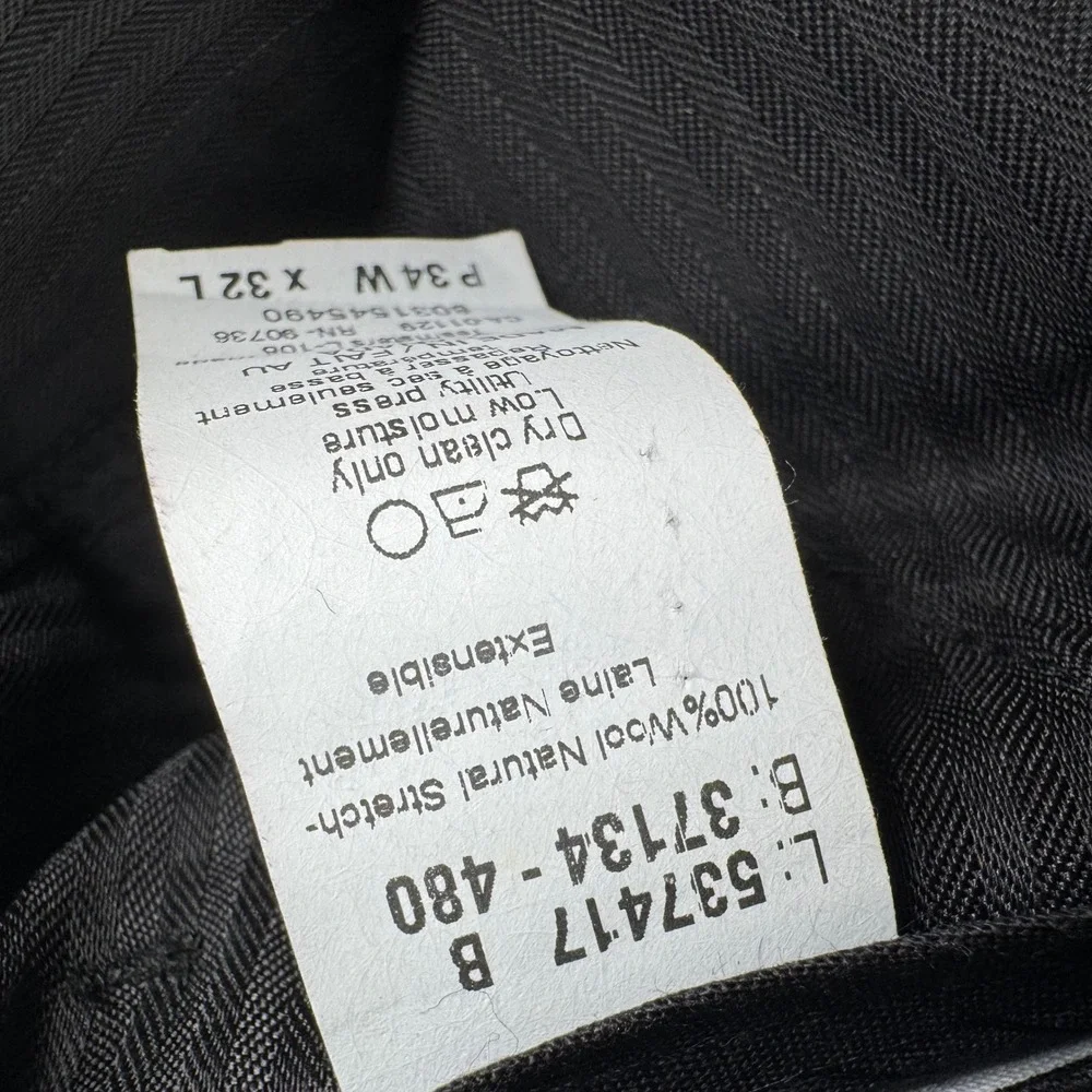Lauren Ralph Lauren Dress Pants Mens 34x32 Black 100% Wool Natural Stretch Flat